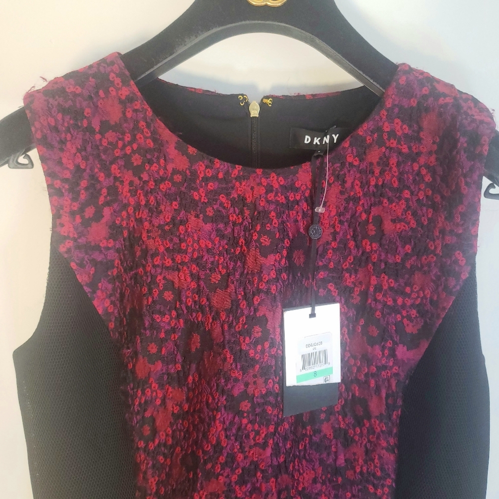 $210 DKNY New Jacquard Floral Fit Flare Sleeveless - Picture 11 of 16